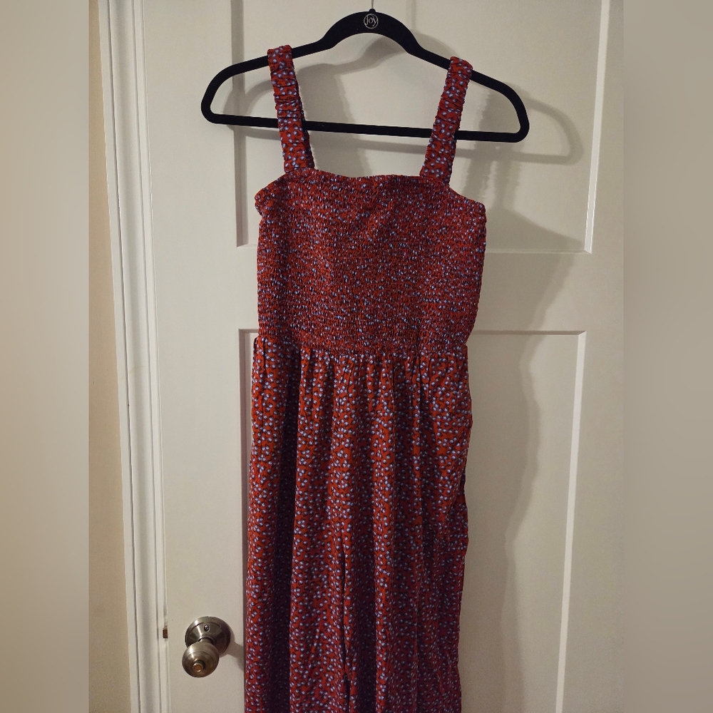 Red and Blue Patterned Jumpsuit